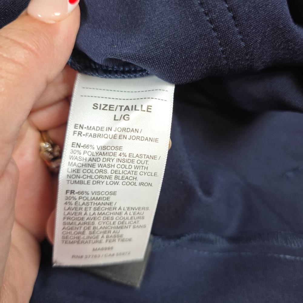 Rafaella Crop Wide Leg Pants Womens Large Navy Blue High Rise Stretch NEW NWT - Picture 5 of 8